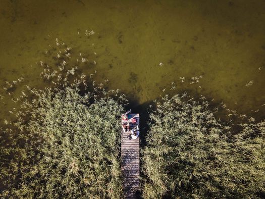 Steg am Storkower See entlang des 66-Seen-Wanderweges in Oder-Spree